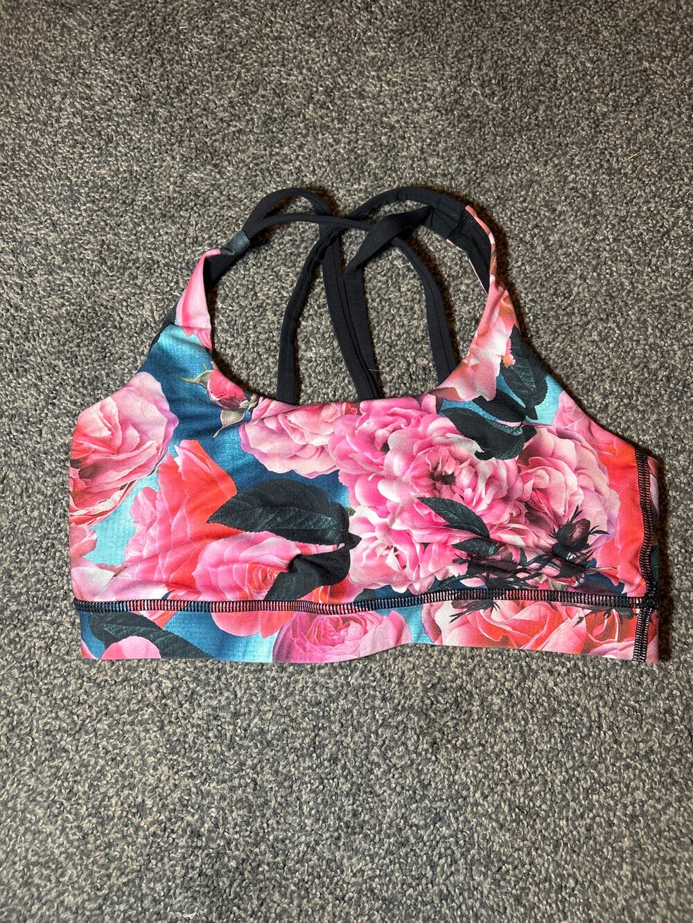 Lululemon Women's 6 Sports Bra Energy Cross Back Secret Garden Floral